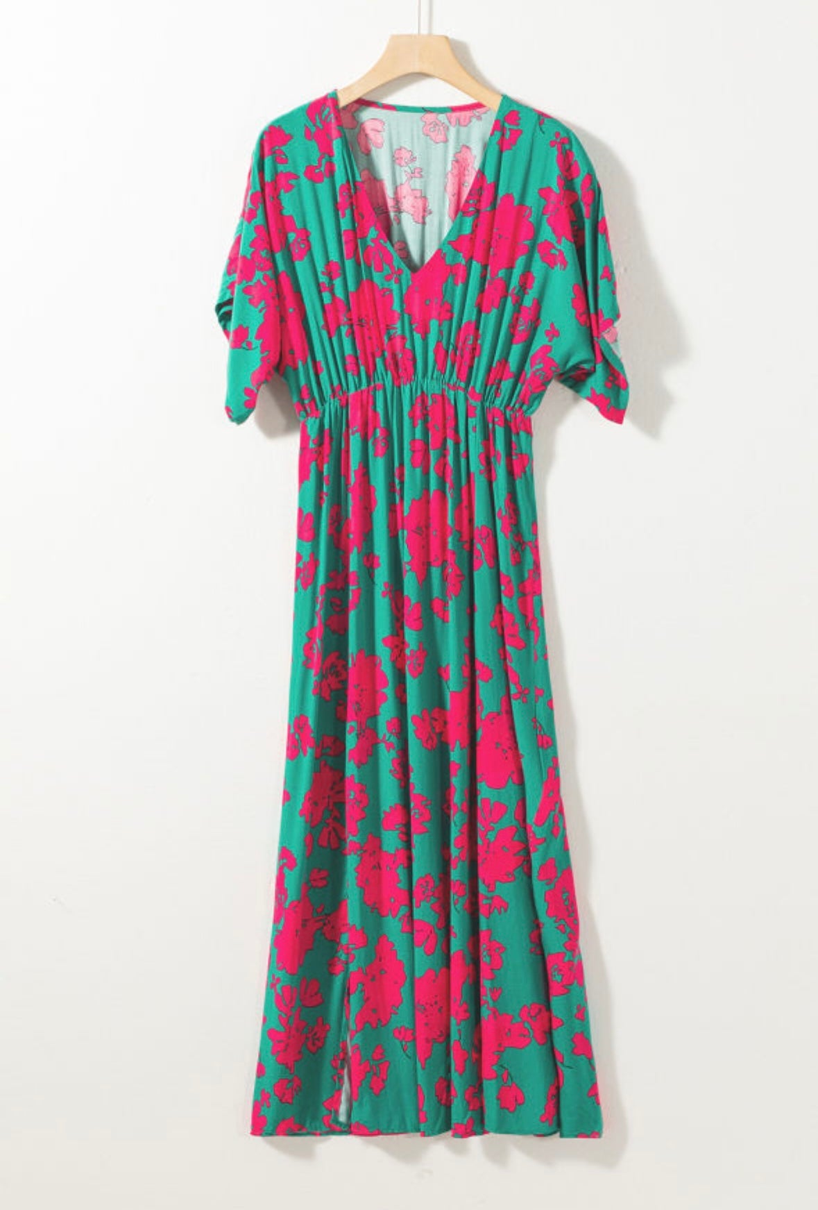 Sea Green Floral Printed Maxi