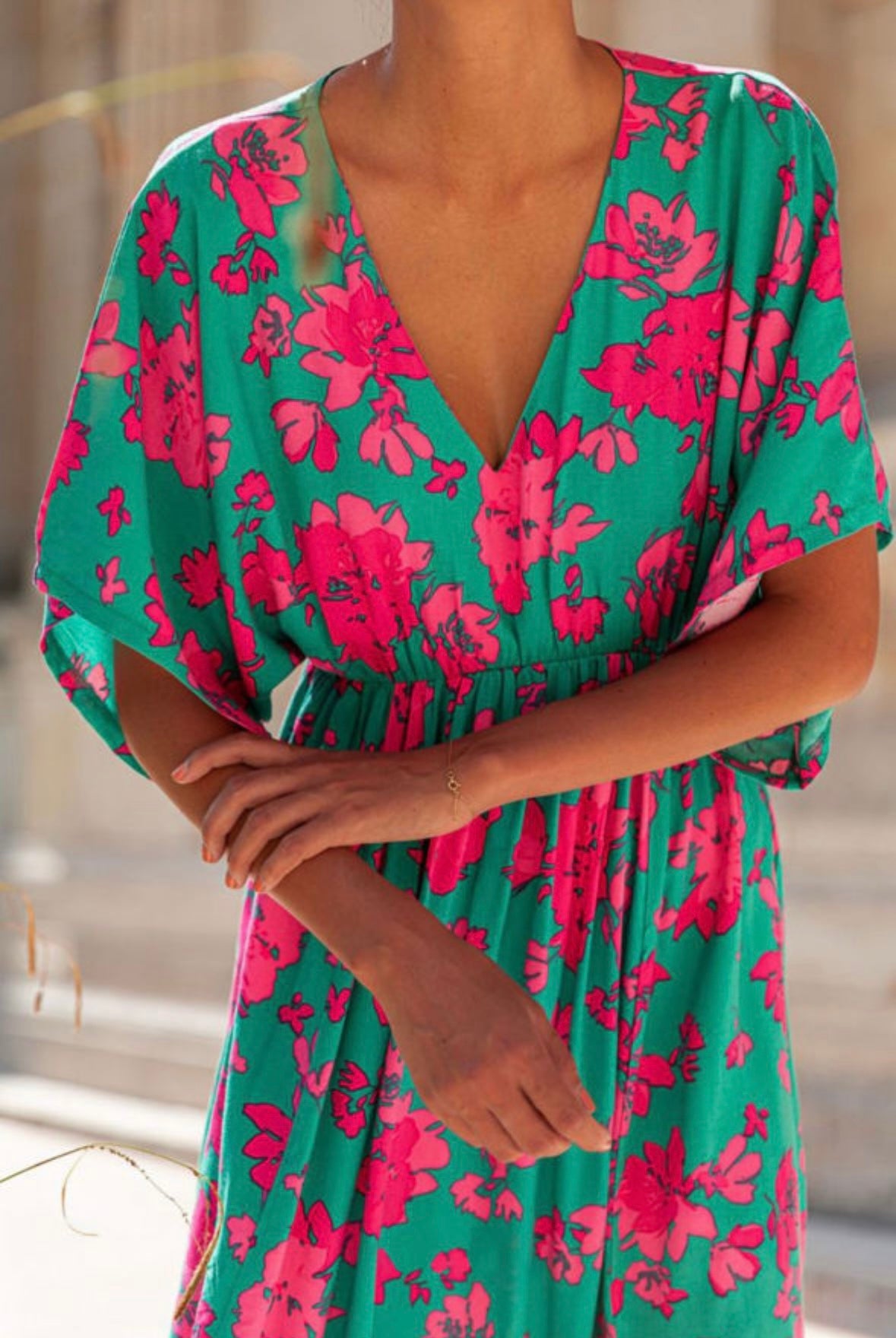 Sea Green Floral Printed Maxi
