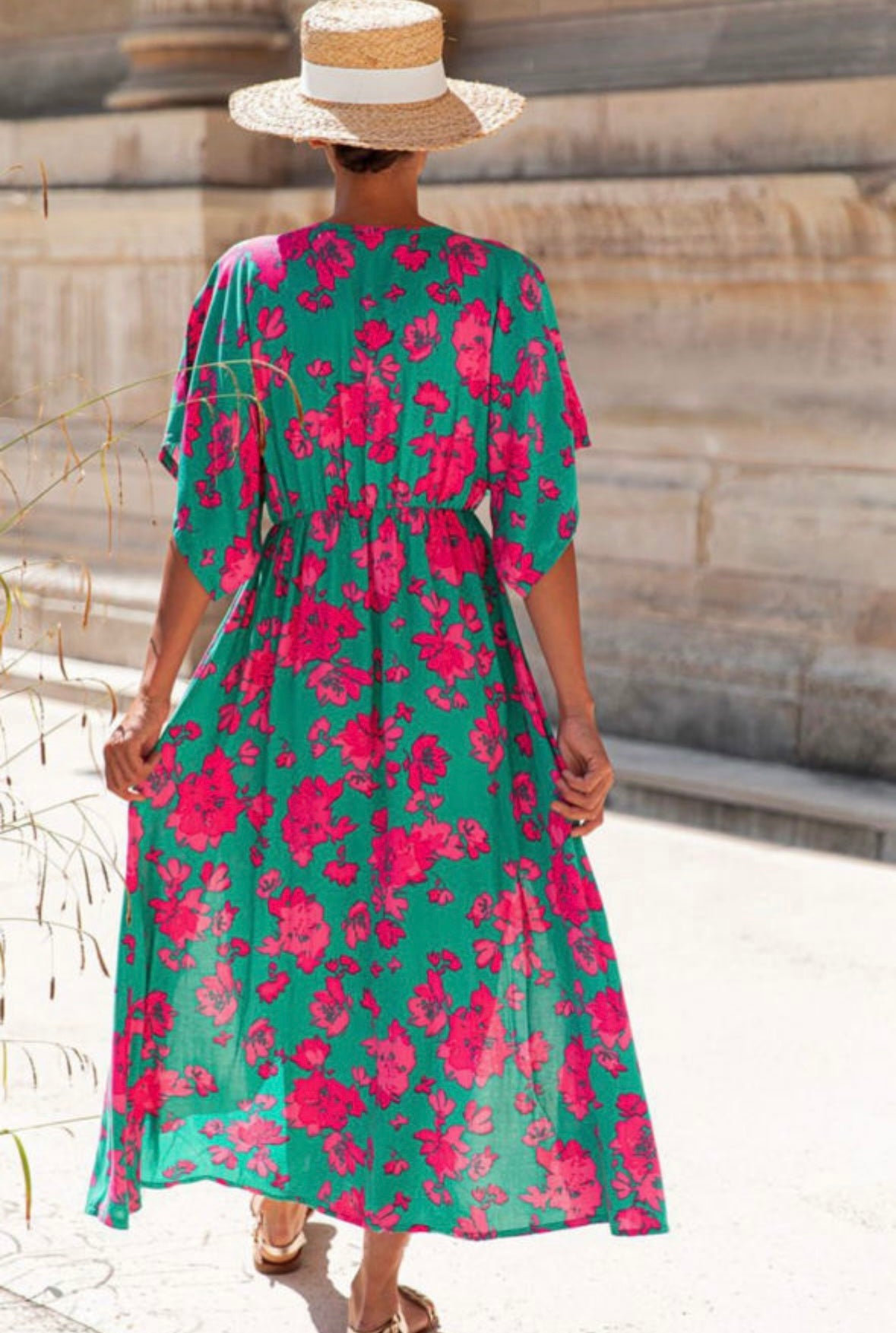 Sea Green Floral Printed Maxi