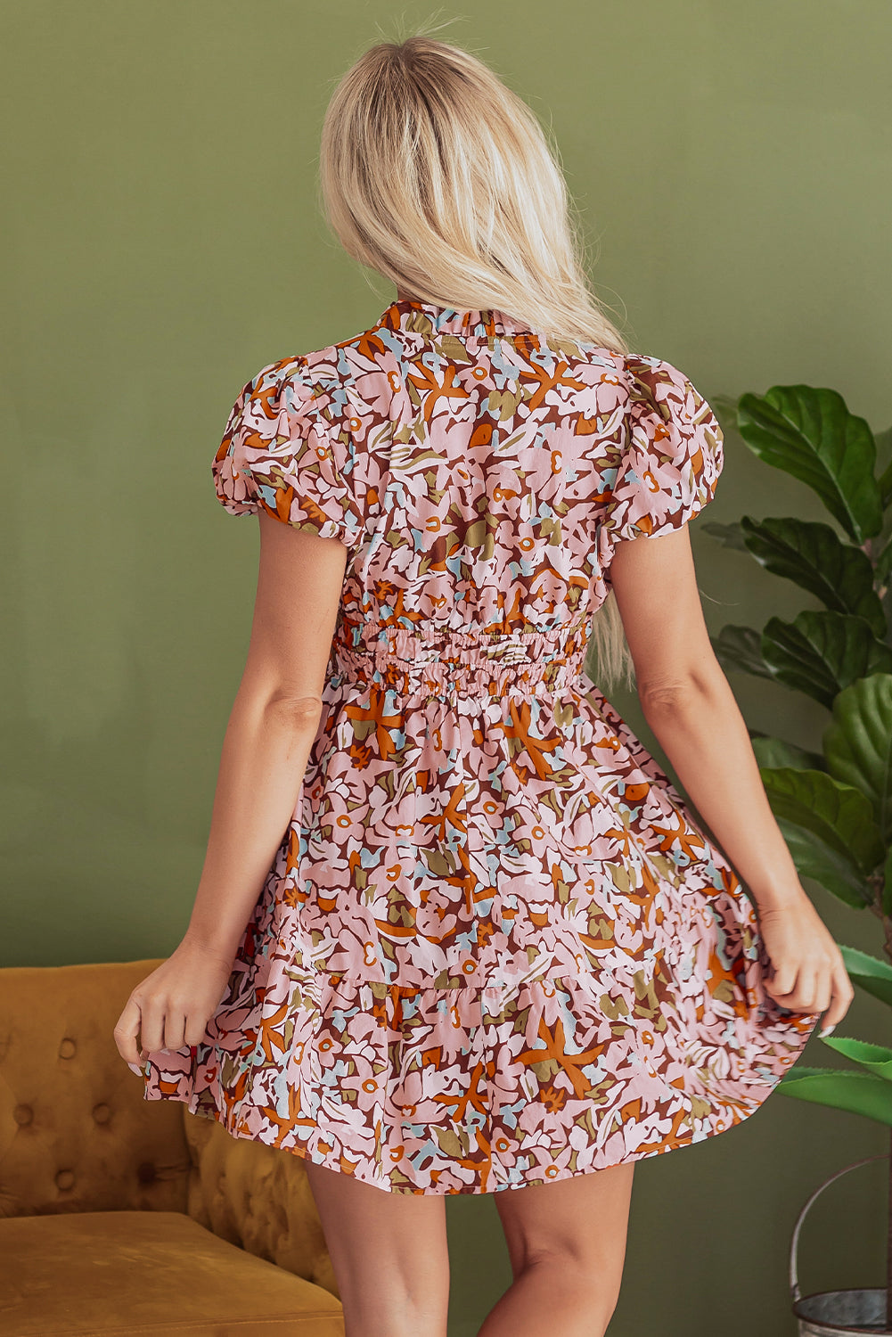 Floral Shirred Waist Mini