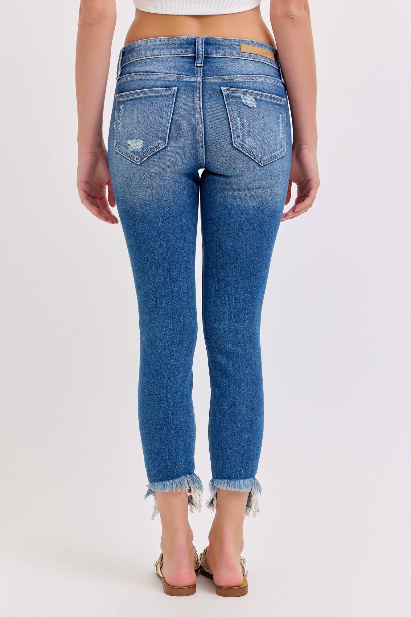 Cello Mid Rise Destroyed Crop Skinny