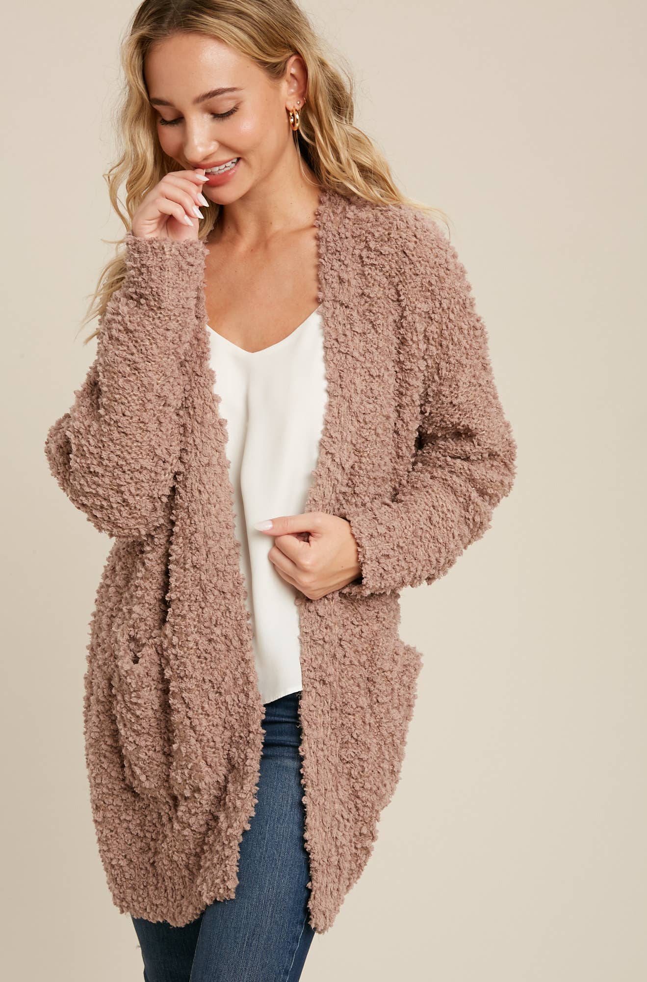 Boucle' Open Front Cardi