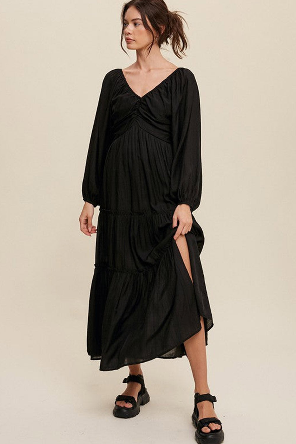 Black Tiered Maxi Dress