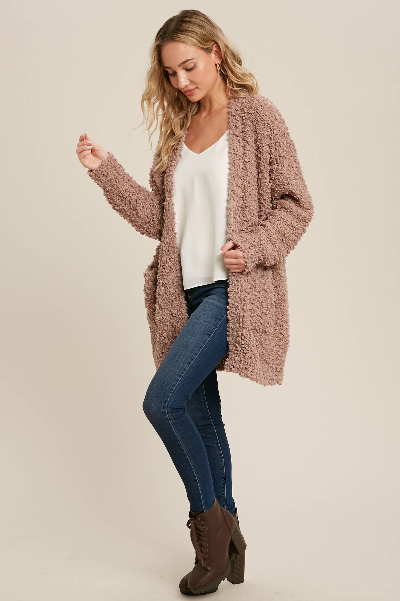 Boucle' Open Front Cardi