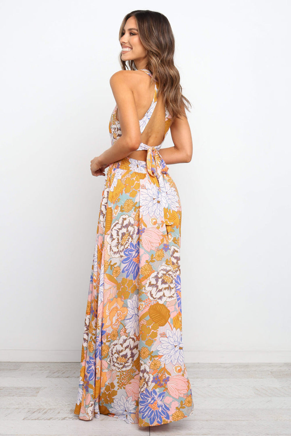 Backless Lace Up Maxi