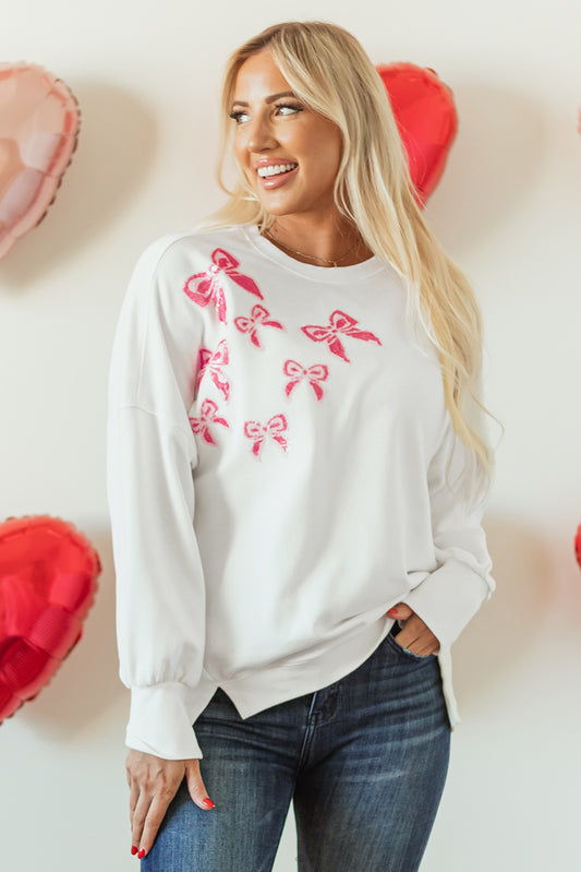 Sequin Bow Oversized Sweatshirt