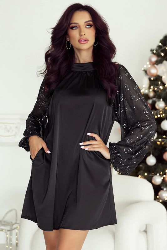 Mesh Sparkle Sleeve Mini Dress