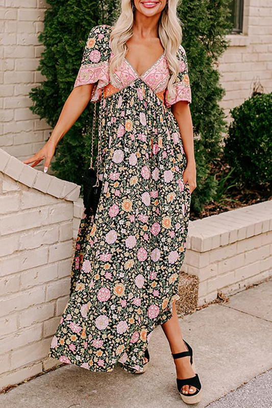 Boho Floral Patchwork Maxi