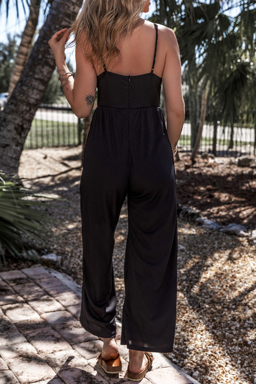 Wide Leg V Neck Jumpsuit