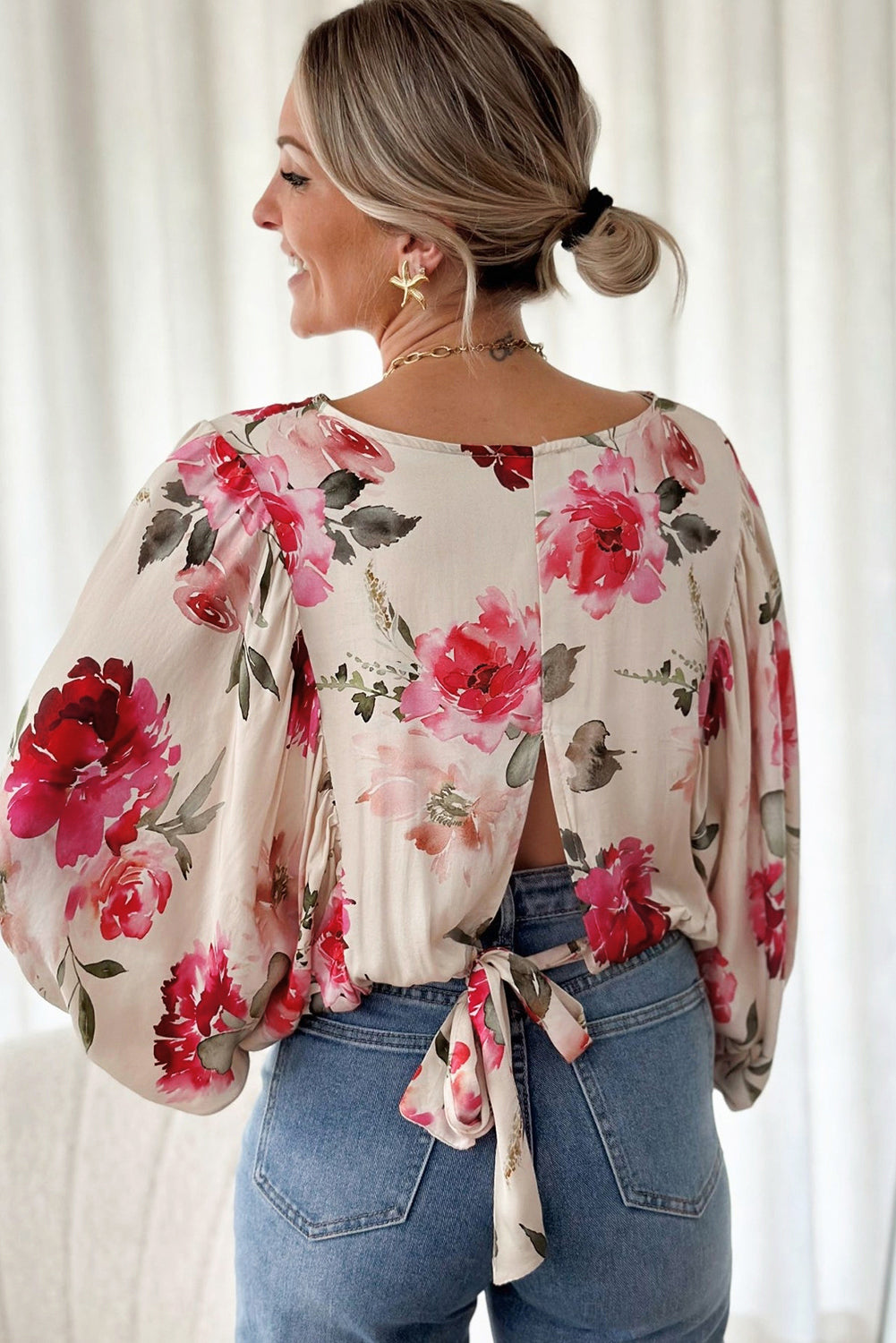 Tie Back Rose Blouse