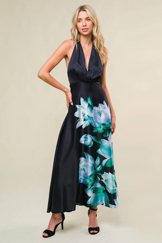 Teal Floral Party Dress