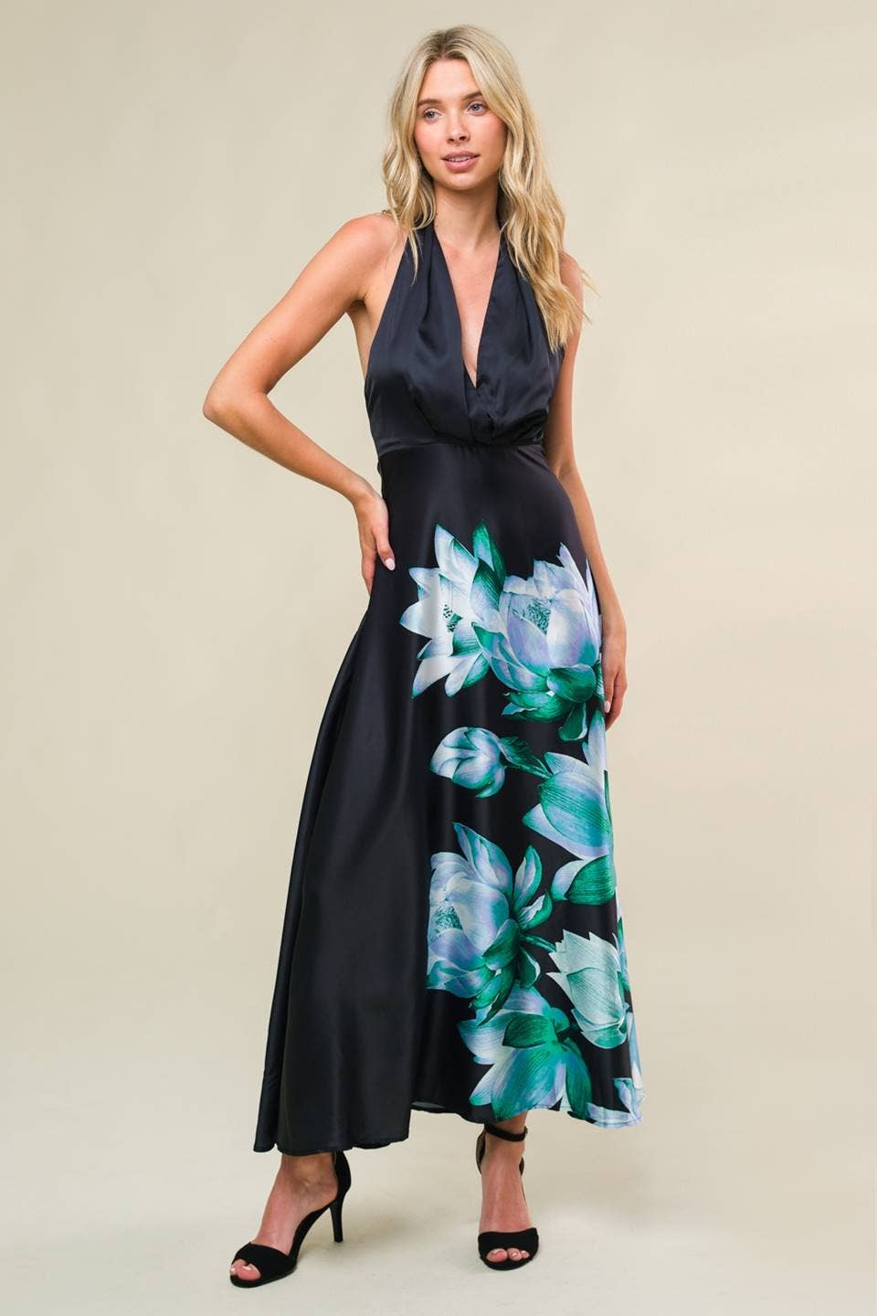 Teal Floral Party Dress