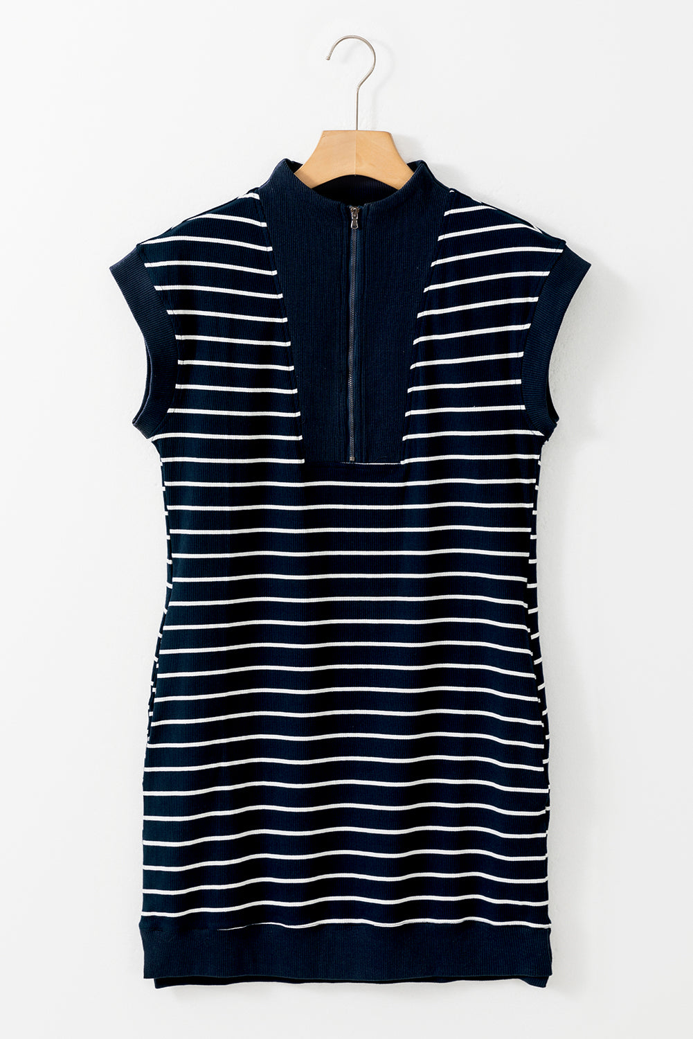 Quarter Zip Striped Dress