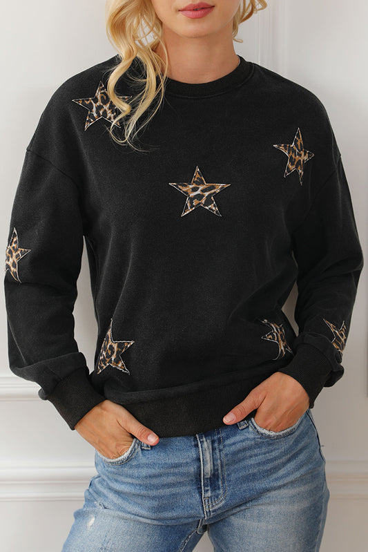 Leopard Star Patch Pullover