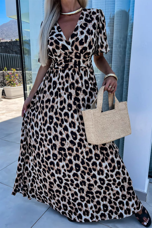 Leopard Open Back Maxi Dress