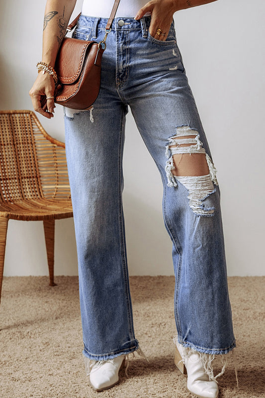 Distressed Raw Hem Jean