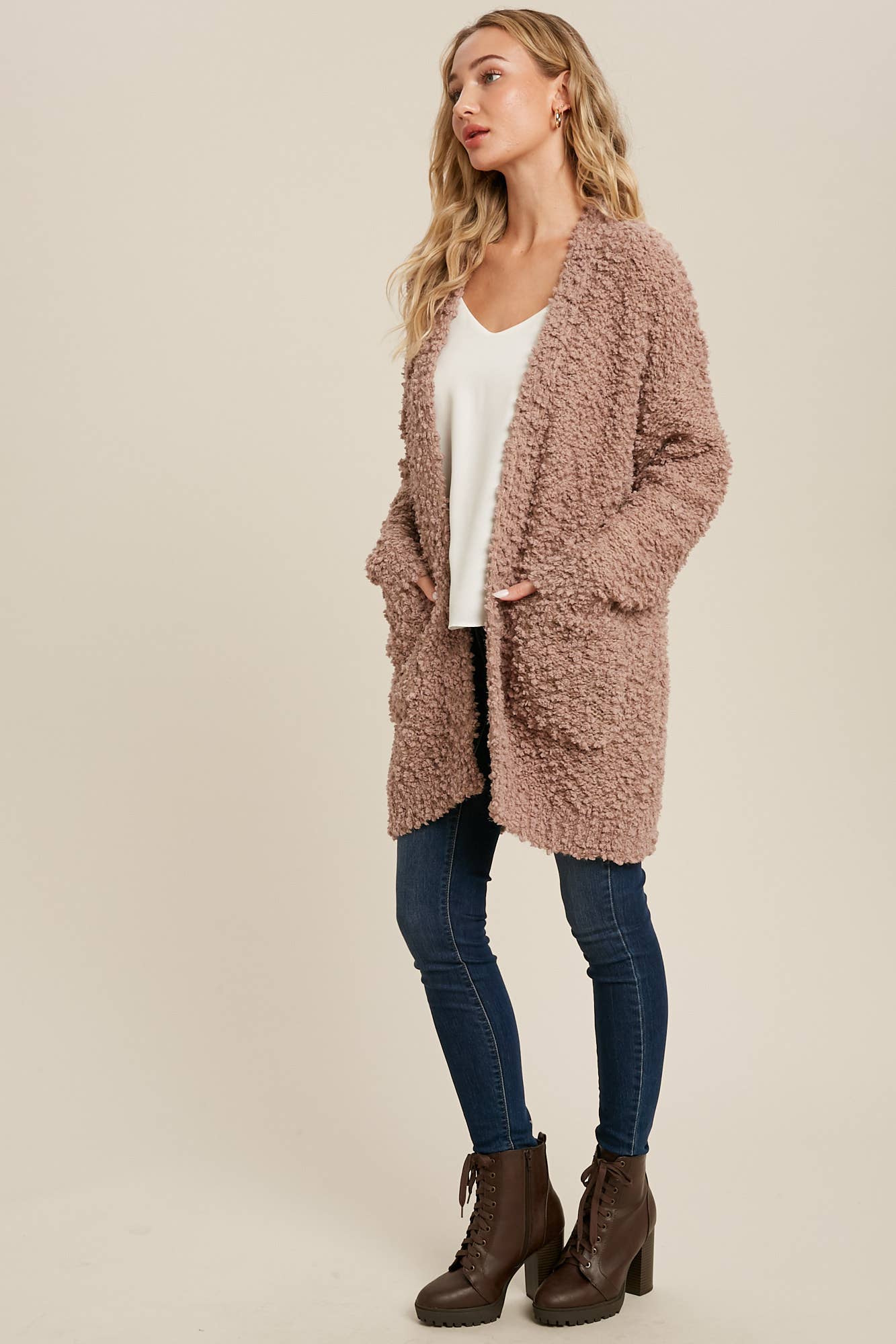 Boucle' Open Front Cardi