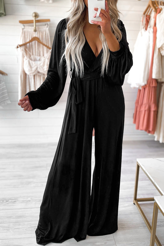 Long Sleeve V Neck Jumpsuit