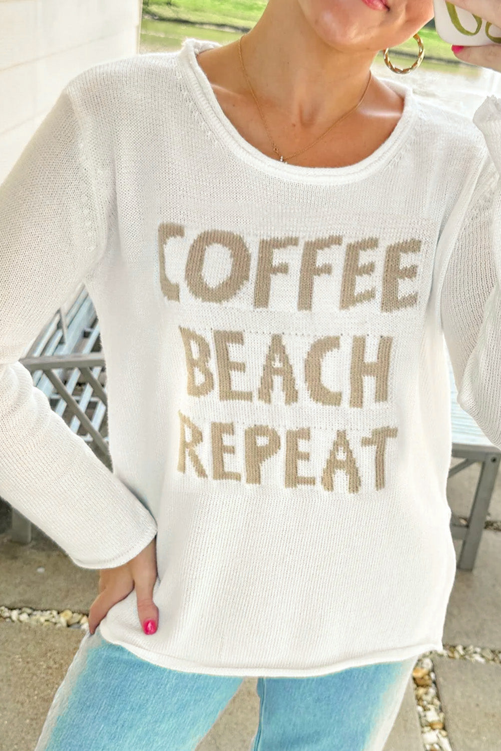 "Coffee Beach Repeat" Graphic Sweater