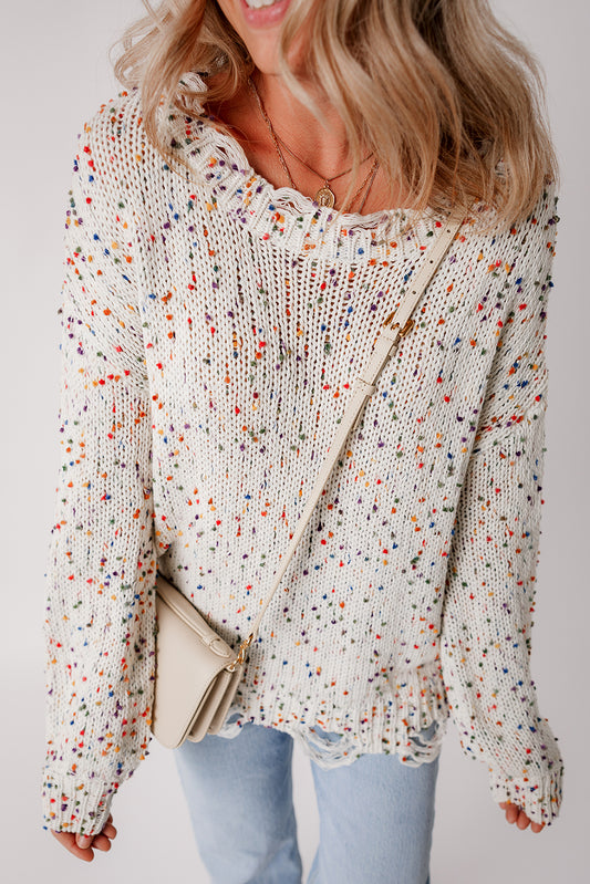 Distressed Confetti Sweater