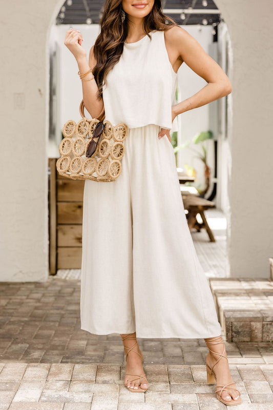 Wide Leg Sleeveless Jumpsuit