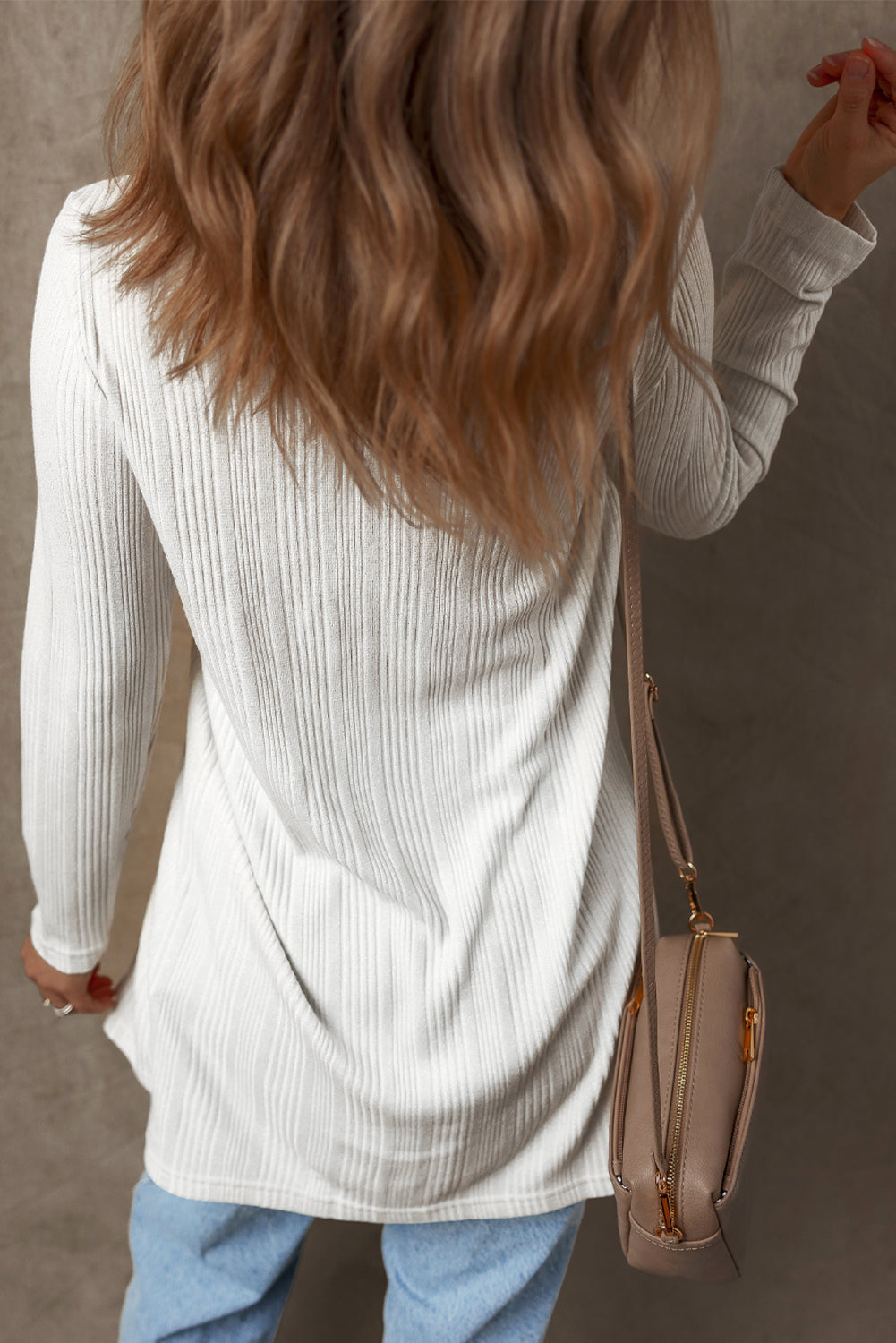 Ribbed Button Up Tunic Cardi