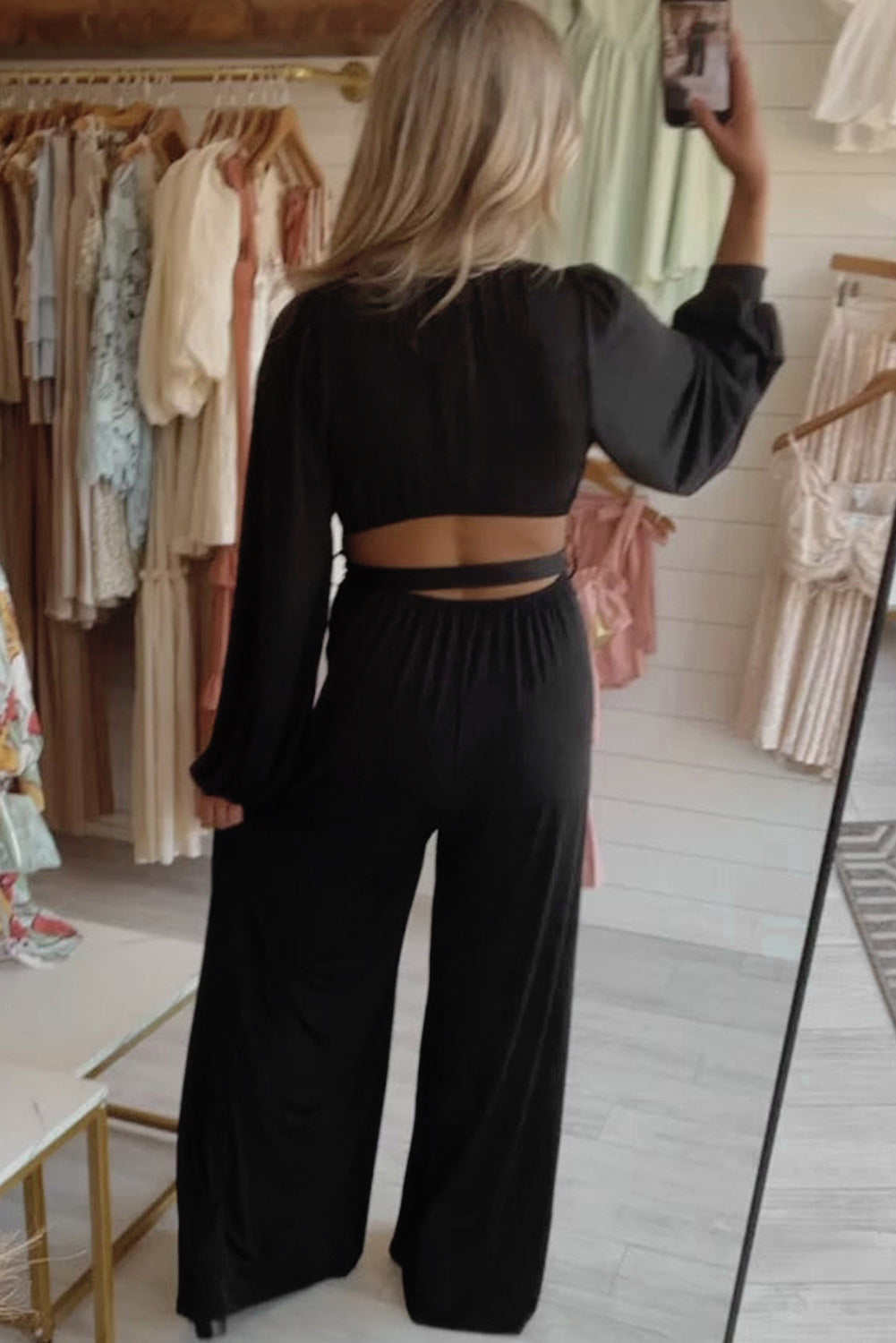 Long Sleeve V Neck Jumpsuit