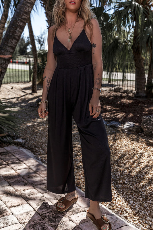 Wide Leg V Neck Jumpsuit