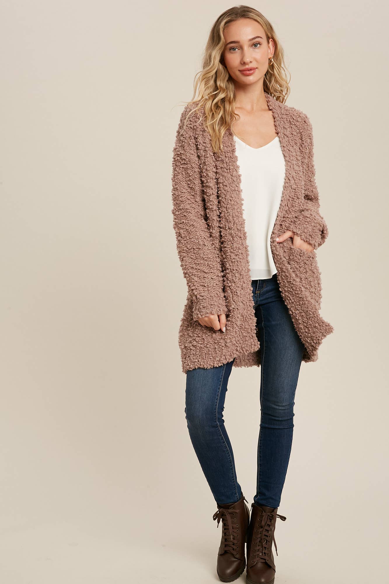 Boucle' Open Front Cardi