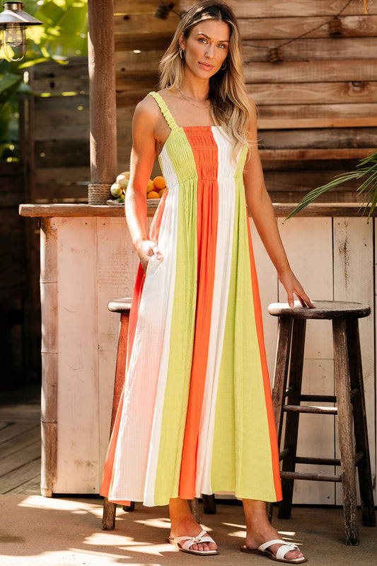 Color Striped Flare Maxi