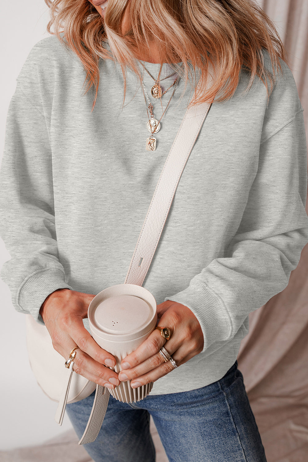 Fleece Lined Drop Shoulder Sweatshirt