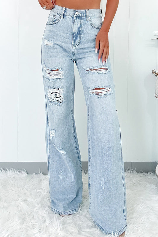 Beau Distressed Wide Leg Jean