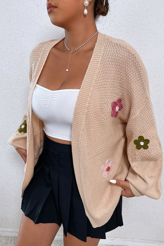 Floral Bubble Sleeve Cardigan