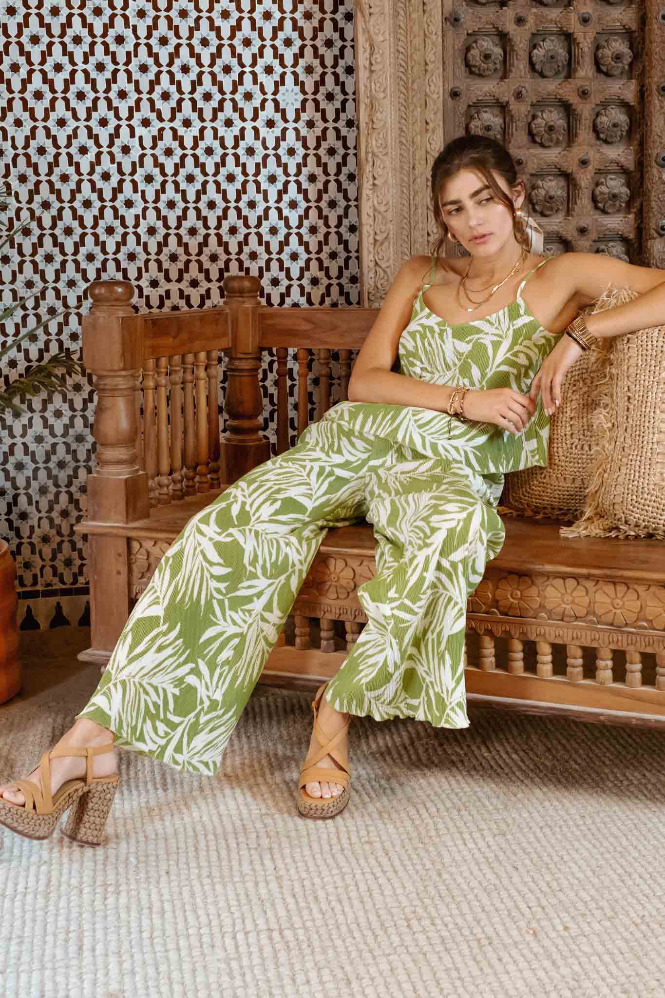 Leaf Print Pants