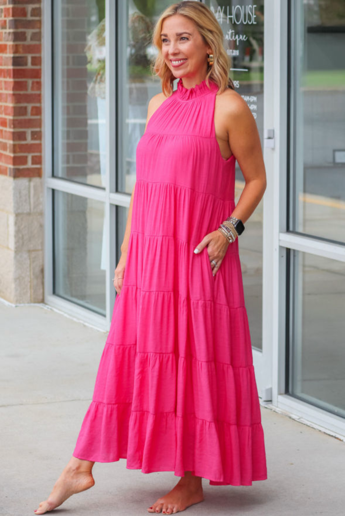 Rose Frilled Maxi