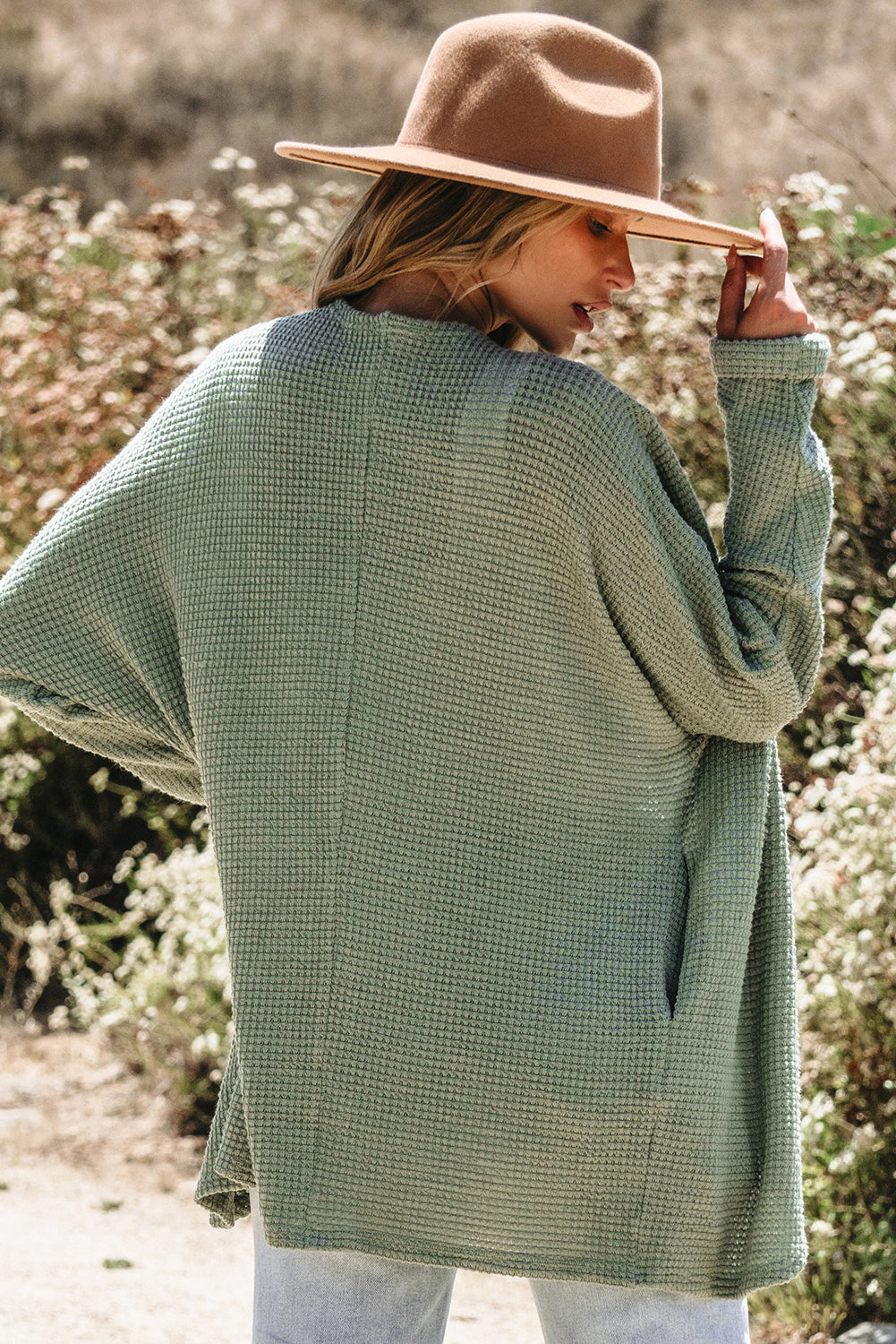 Green Waffle Cardi