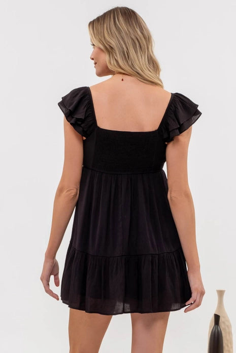 Black Ruffle Mini Dress