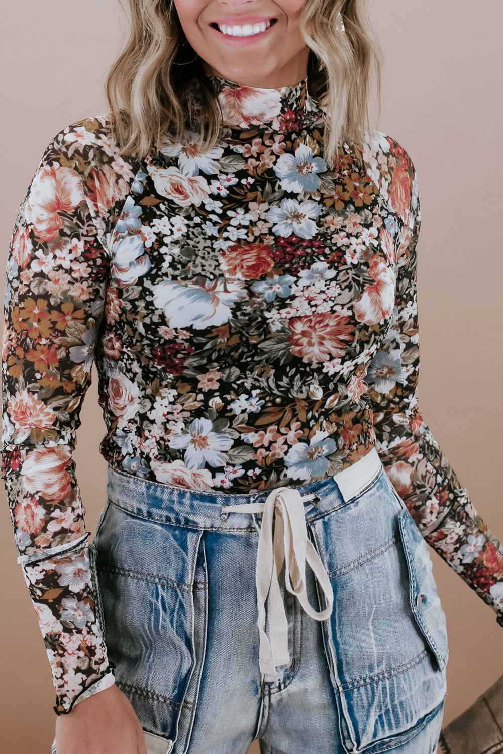 Boho Floral Mesh Top