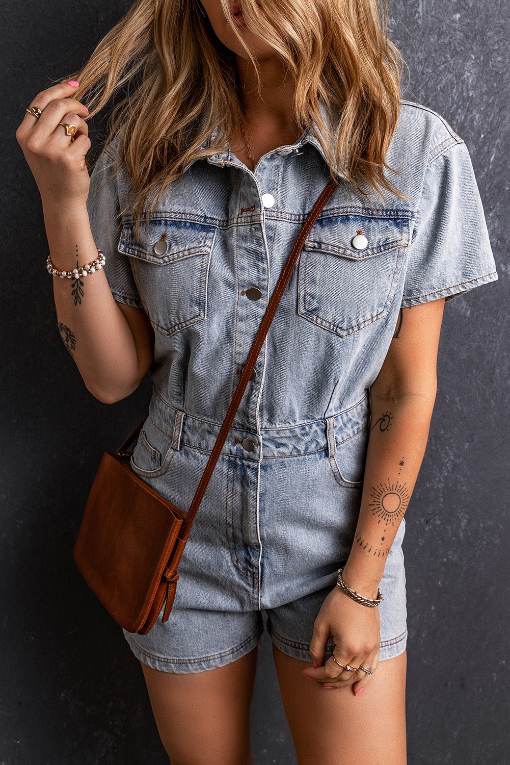 Vintage Washed Denim Romper