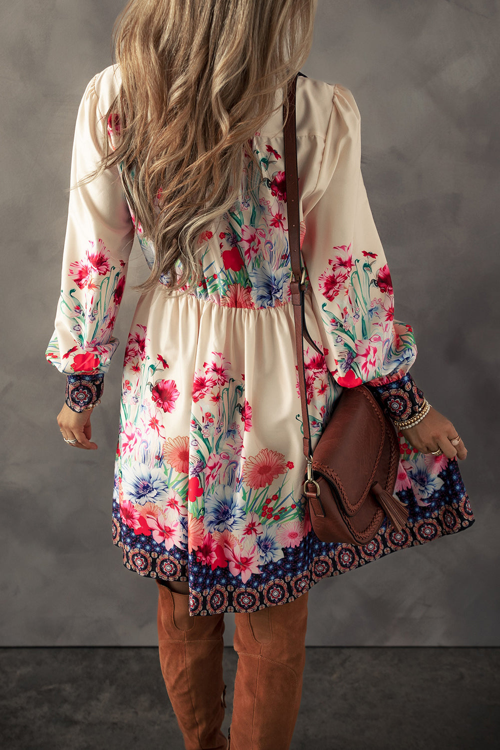 Long Sleeve Floral Button Dress