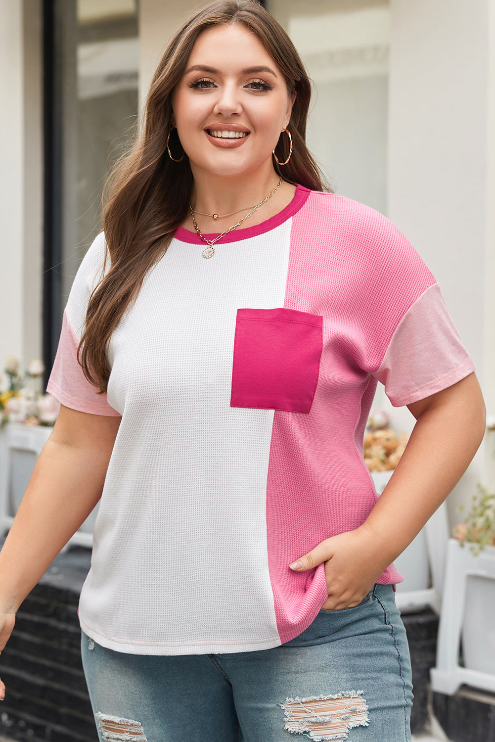 Pink Colorblock Top