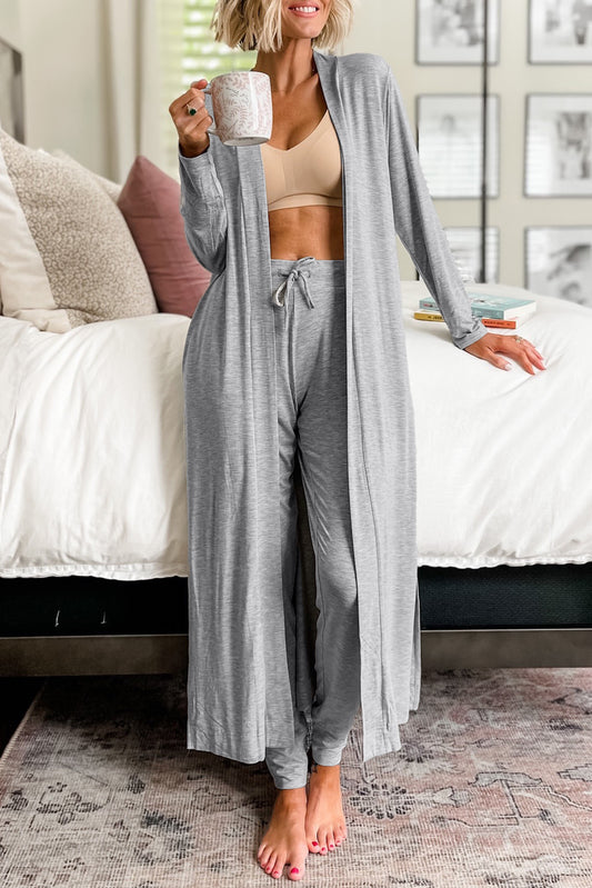 Split Long Cardi and Pant Set