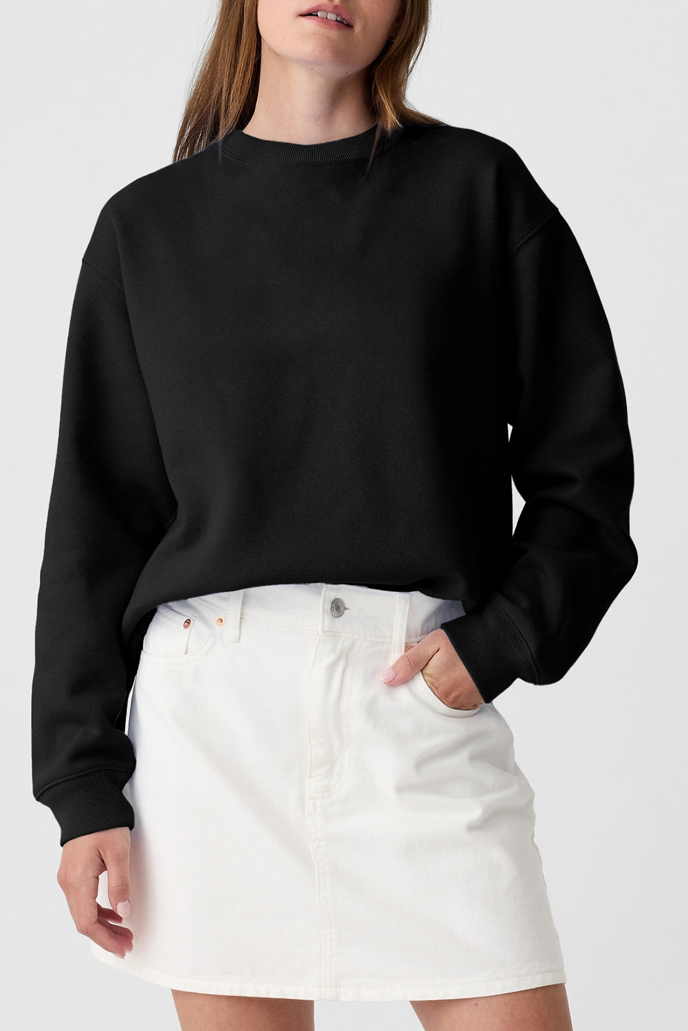 Fleece Lined Drop Shoulder Sweatshirt