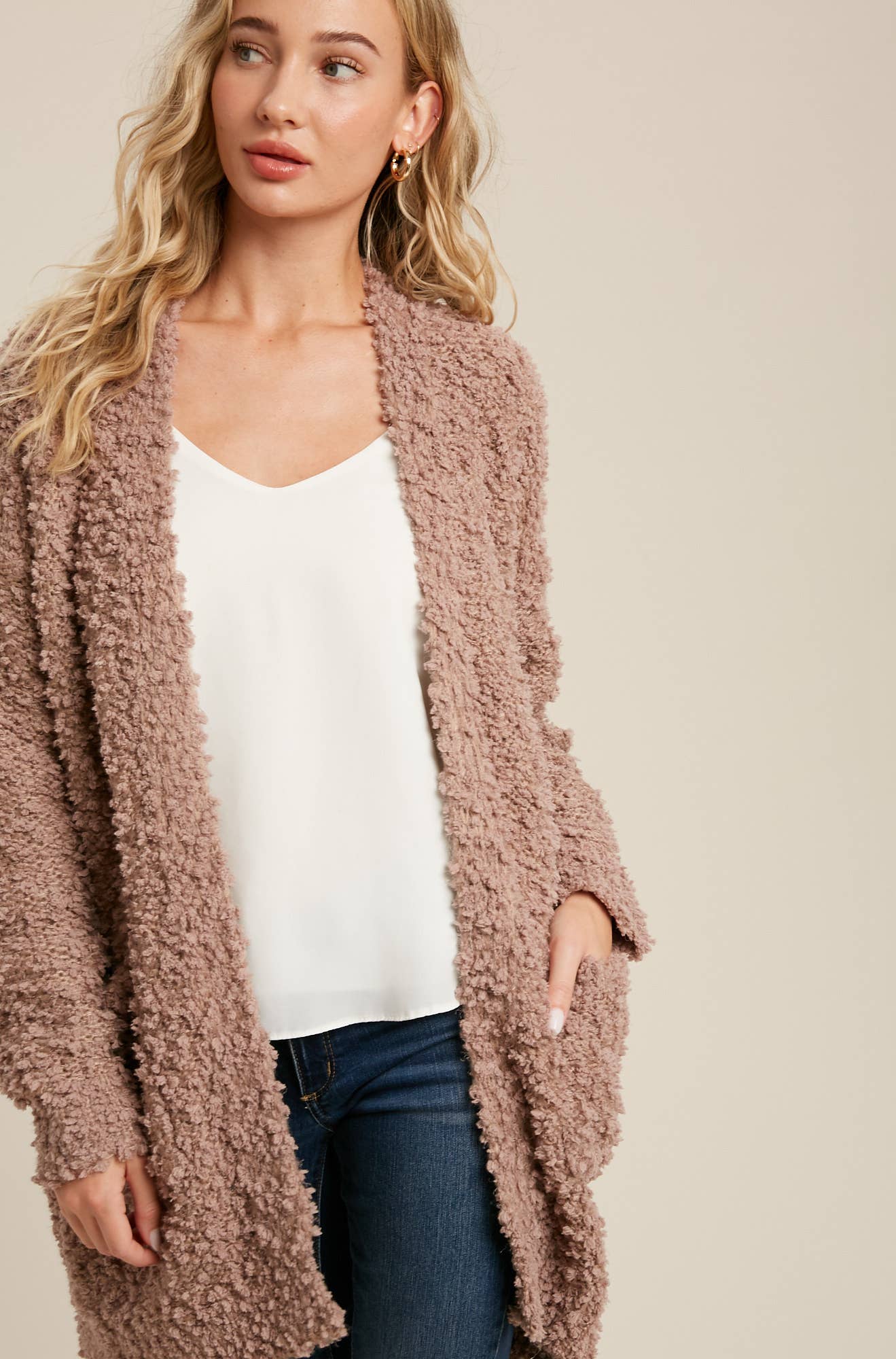 Boucle' Open Front Cardi