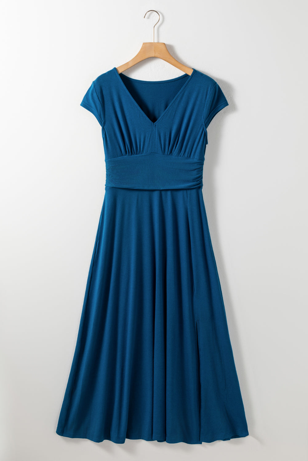 Shirred High Waist Maxi Dress