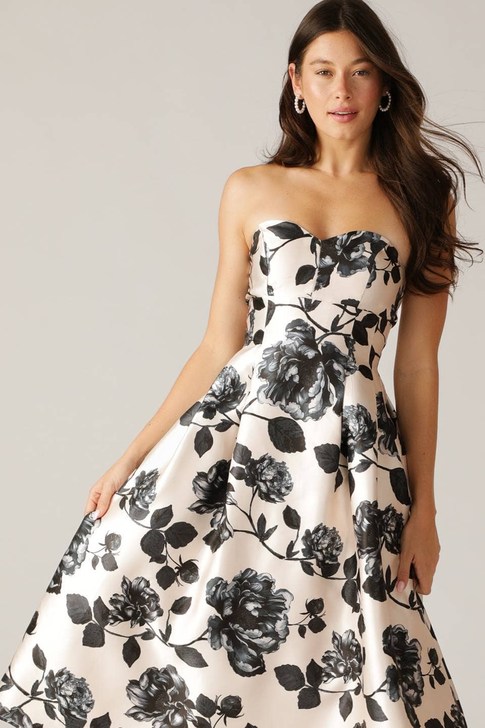 Black Floral Midi Dress