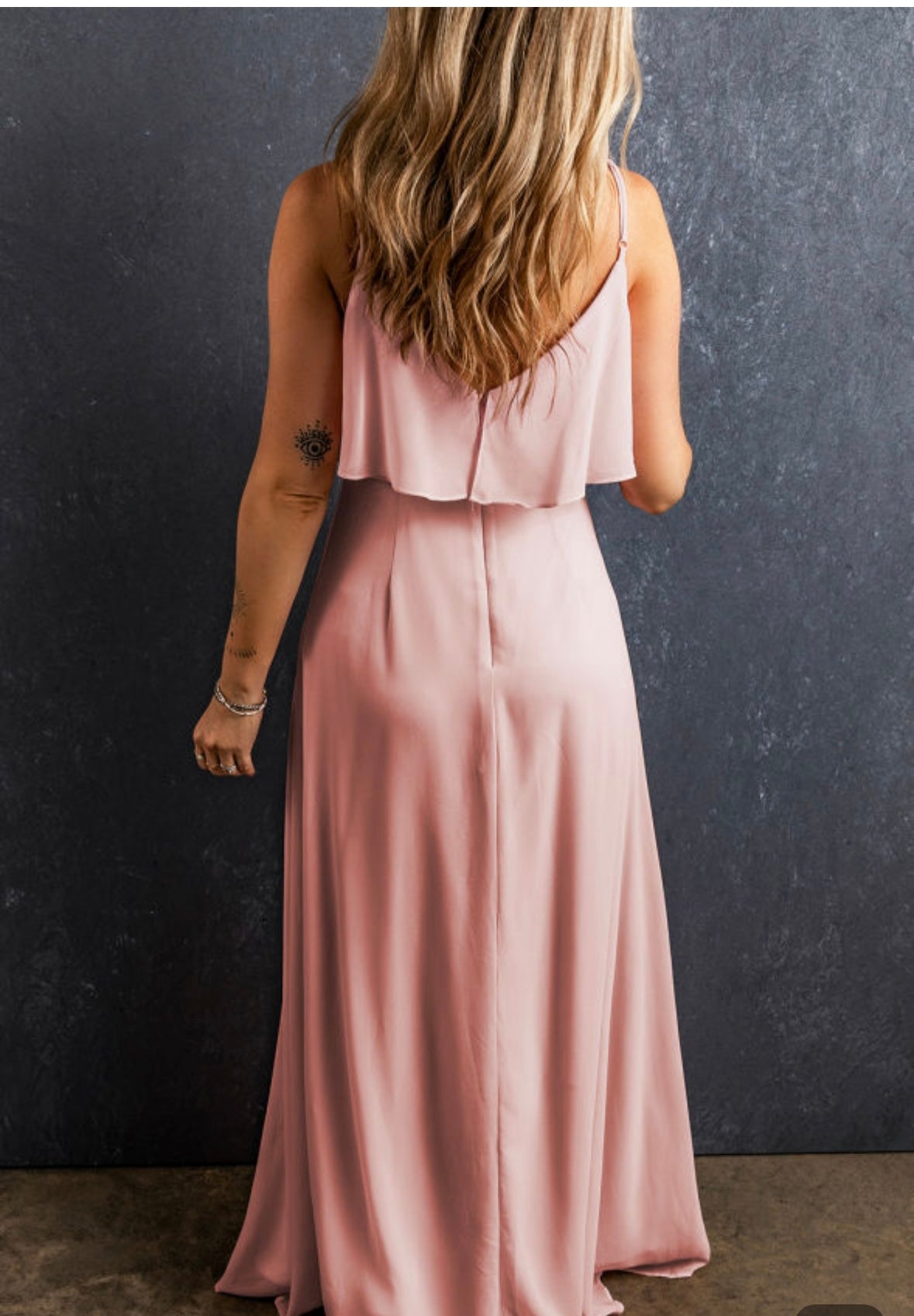 Light Pink Ruffled Split Dress