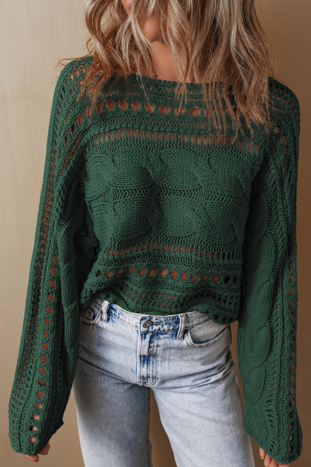 Cable Knit Cropped Sweater