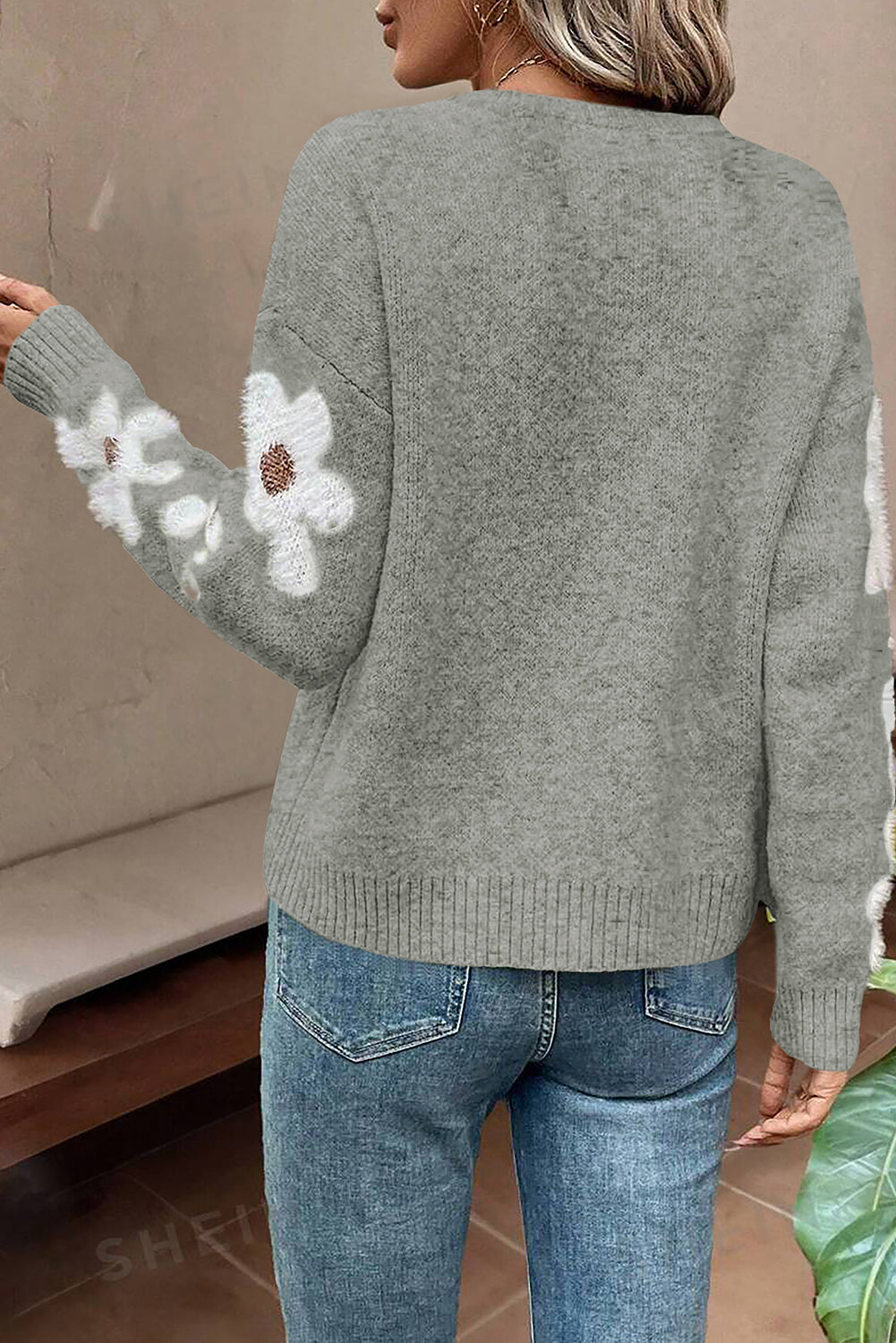 Flower Sleeve Sweater