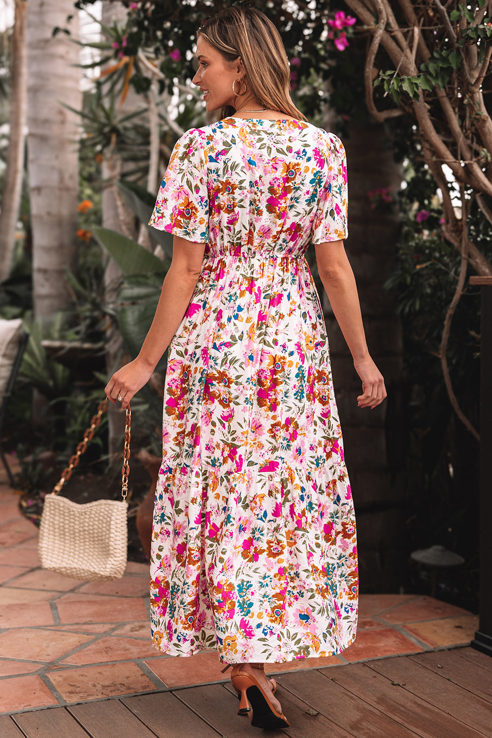 Floral Bouquet High Waist Maxi Dress